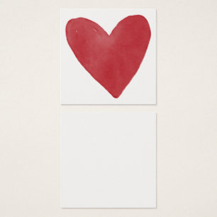 Visite Simple, rouge, Aquarelle Coeur 14 Cartes de notes