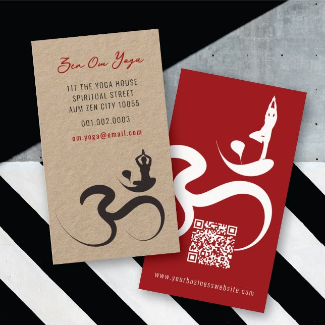 Visite Simple Yoga Om Ohm Calligraphie Zen Carte de visit (Simple Minimalist Zen Spiritual Holistic Yoga Om/Aum Calligraphy Symbol Business Card @ fatfatin)