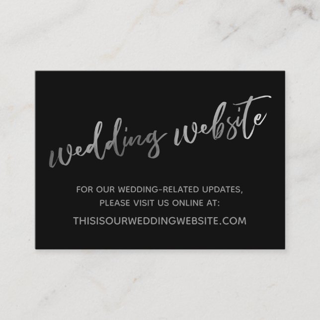 Visite Site Web de Mariage Argent Noir & Carte de Sauvega (Devant)