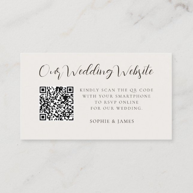 Visite Site Web Mariage moderne QR Code RSVP carte de boî (Dos)