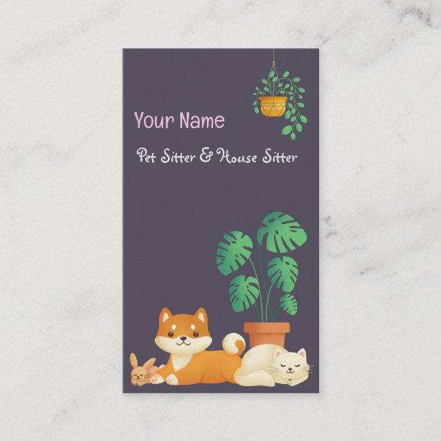 Visite Sitter pour animaux de compagnie mignon / Carte de (Devant)