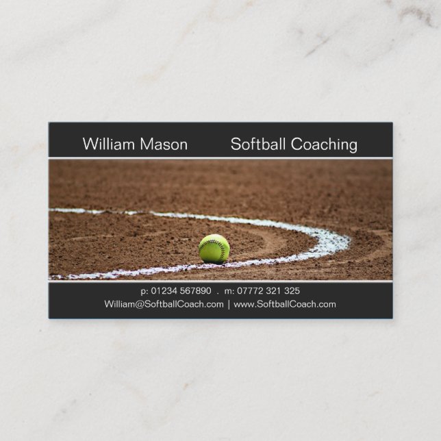 Visite Softball sur un terrain de softball Carte de visit (Devant)
