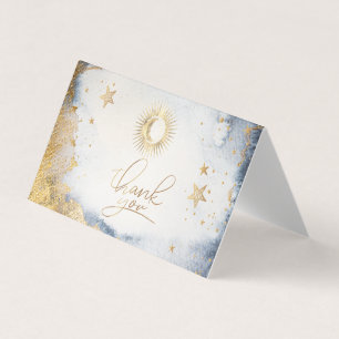 Visite Soleil céleste, Lune, Étoiles Aquarelle Carte de r