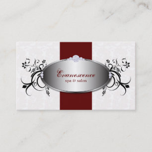 Visite Spa Salon Red Swirls Floral Élégant Carte de vis