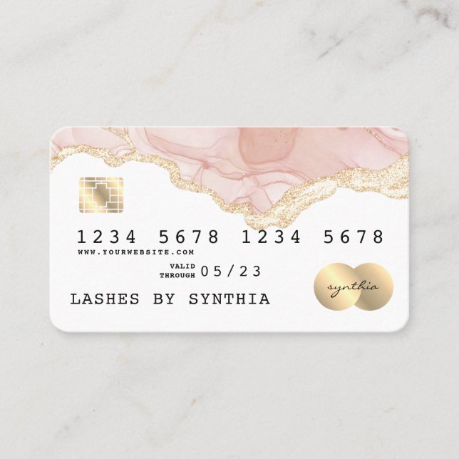 Visite Style de carte de crédit Abstrait moderne Blush Wa (Devant)