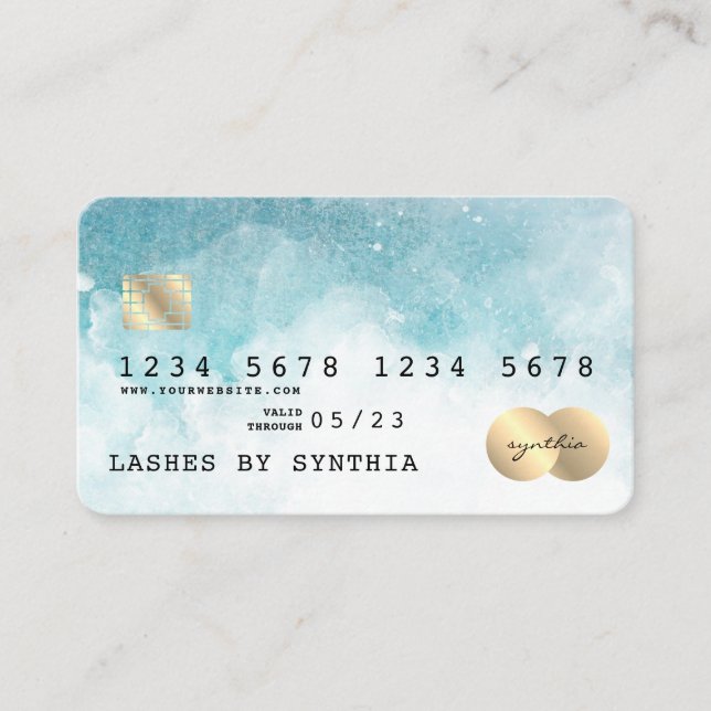 Visite Style de carte de crédit Blue Sky Watercolor (Devant)