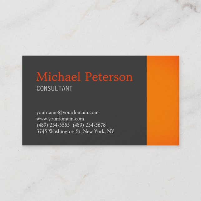 Visite Tendance Grey Orange Moderne Consultant Carte de v (Devant)