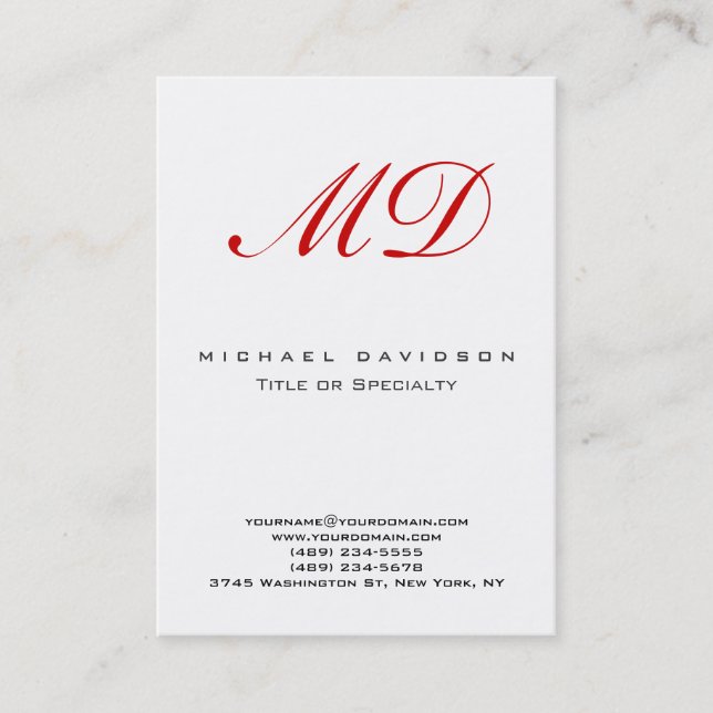 Visite Trend Monogram White Calligraphy Red Carte de visi (Devant)