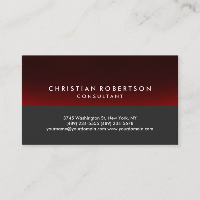 Visite Trend Style Grey Red Cute Consultant Carte de visi (Devant)