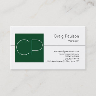 Visite Trend White Up Forest Green Monogram Carte de visi