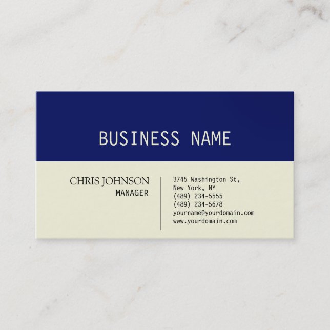 Visite Trendy Dark Blue Beige Charm Manager Carte de visi (Devant)