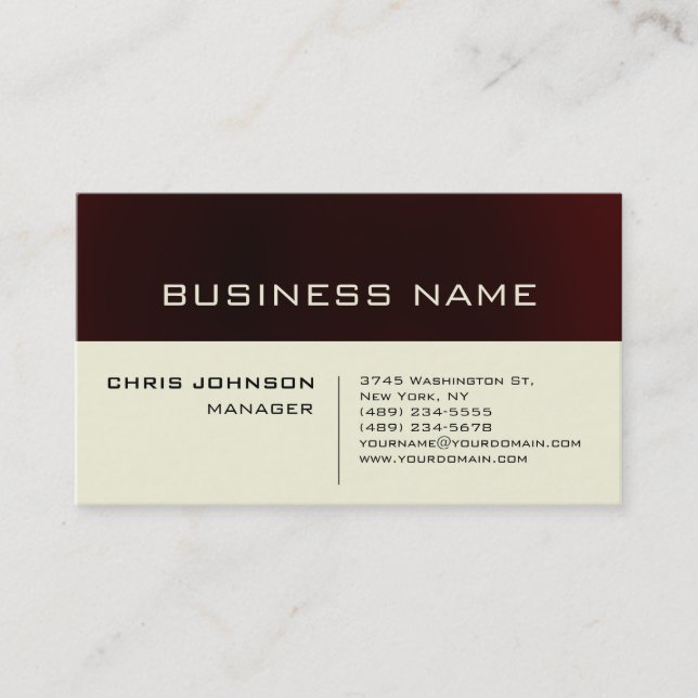 Visite Trendy Dark Red Beige Charm Manager Carte de visit (Devant)