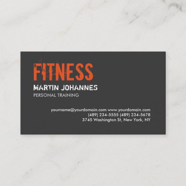 Visite Trendy Grey Orange Personal Trainer Carte de visit (Devant)