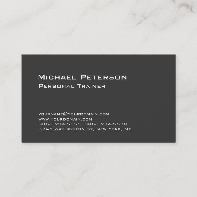 Visite Trendy Grey Personal Trainer Fitness Carte de visi (Devant)