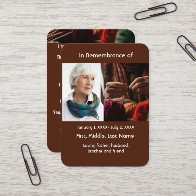 Visite Tricot de Knitter de carte mémoire (Devant/Arrière en situation)