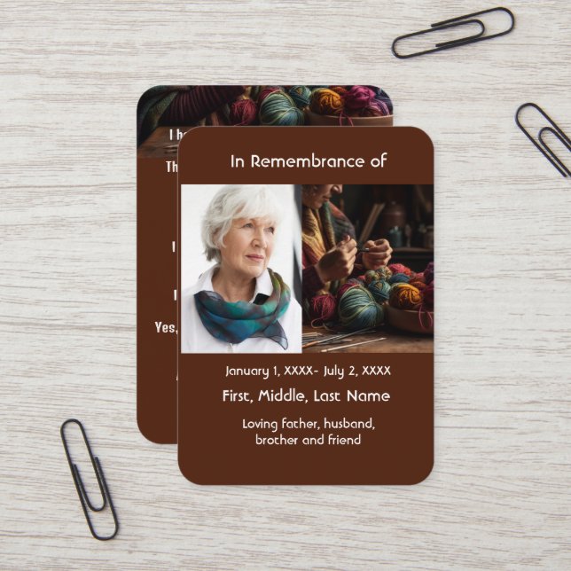 Visite Tricot de Knitter de carte mémoire (Devant/Arrière en situation)