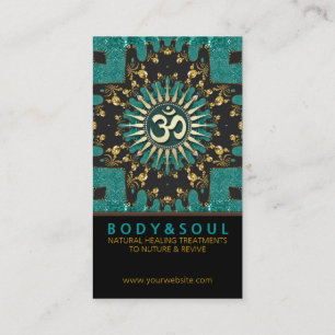 Visite Turquoise Gold Eastern Sparkle OM Yoga Carte de vi