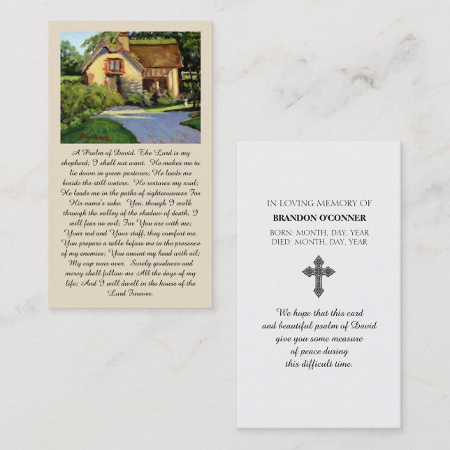 Visite Un Psaume de David” Carte de prière de réconfort e (Devant / Derrière)