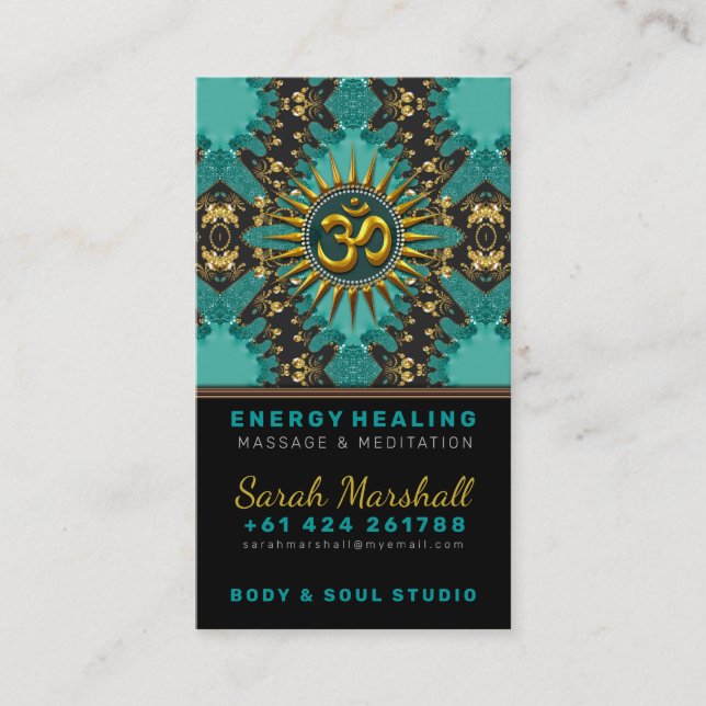 Visite V2 Turquoise Gold Eastern Sparkle OM Yoga Carte de (Devant)