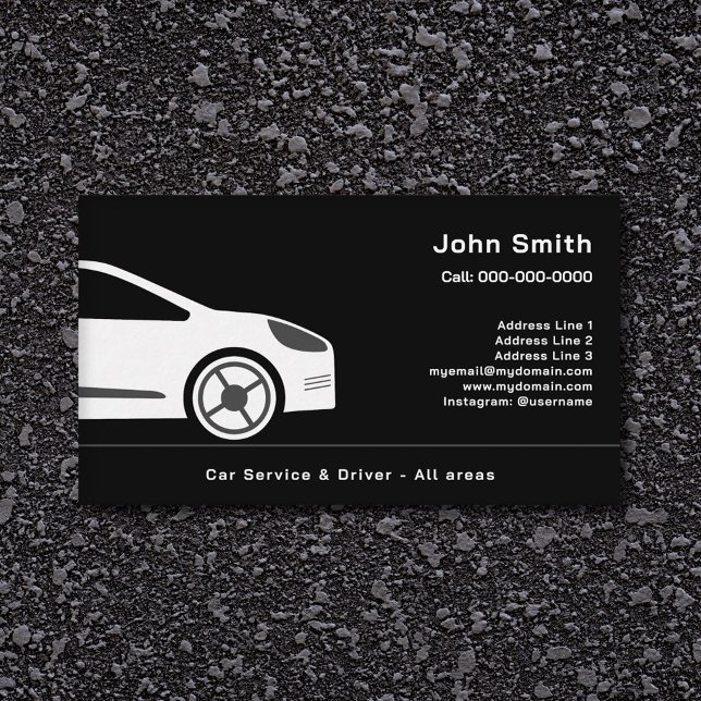 Visite Ventes automatiques ou conducteur de voiture Carte (Auto Sales or Car Driver Black Business Card)