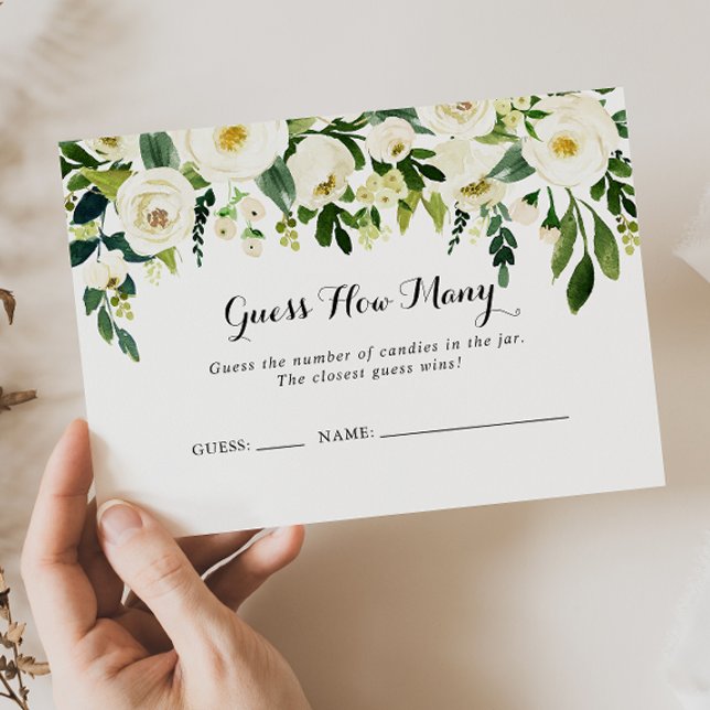 Visite Vert Blanc Floral Devinez Combien De Carte De Jeu (Créateur téléchargé)