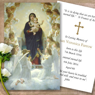 Visite Vierge funéraire avec Anges Prière Cartes de Sympa