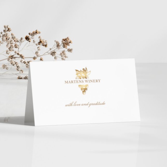 Visite Vin Vin Entreprise Gold Grappes Carte de remerciem (Créateur téléchargé)