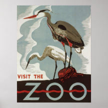 Visite vintage du poster du zoo avec grue