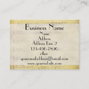 Visite Vintage Grunge Antique Musical Notes Carte de visi