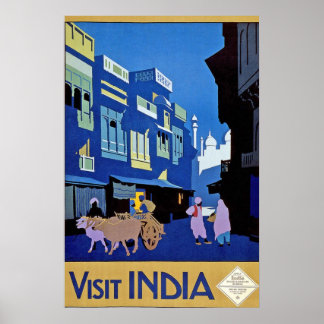 Visite vintage Inde Affiche de voyage Imprimer