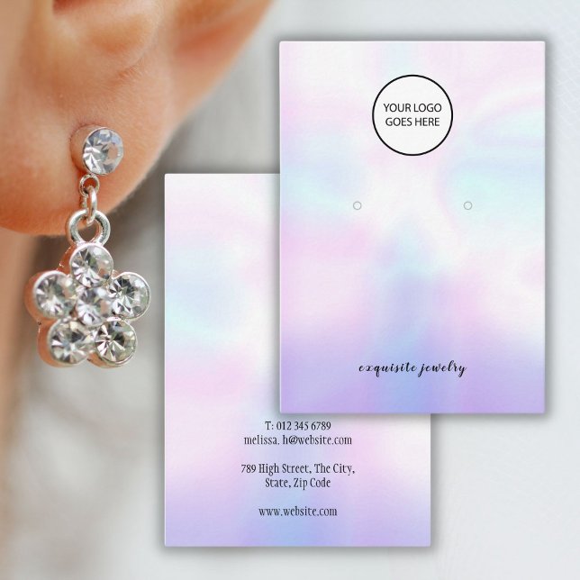 Visite Votre carte de présentation de boucle d'oreille ho (Your Logo Modern Holographic Earring Display Card)