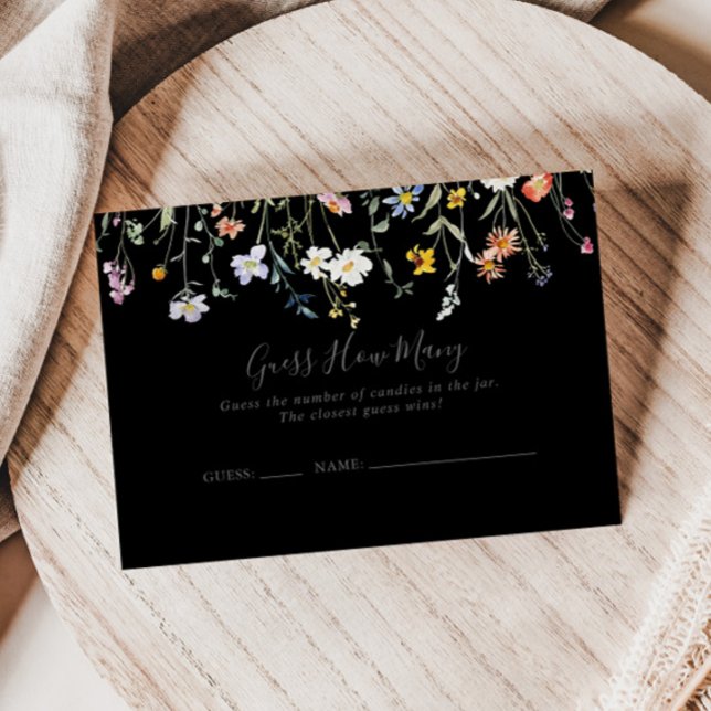Visite Wild Floral Black Devinez Combien De Carte De Jeu (Créateur téléchargé)