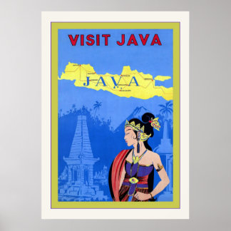 Visiter Java ~ Poster Vintage voyage