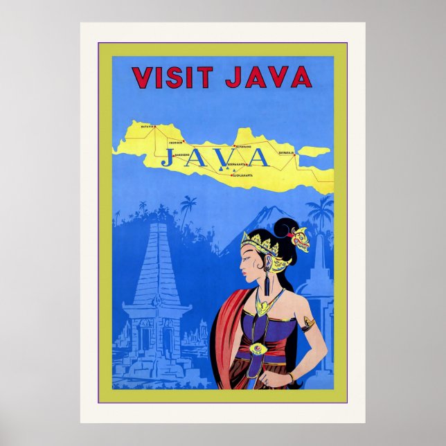 Visiter Java ~ Poster Vintage voyage (Devant)