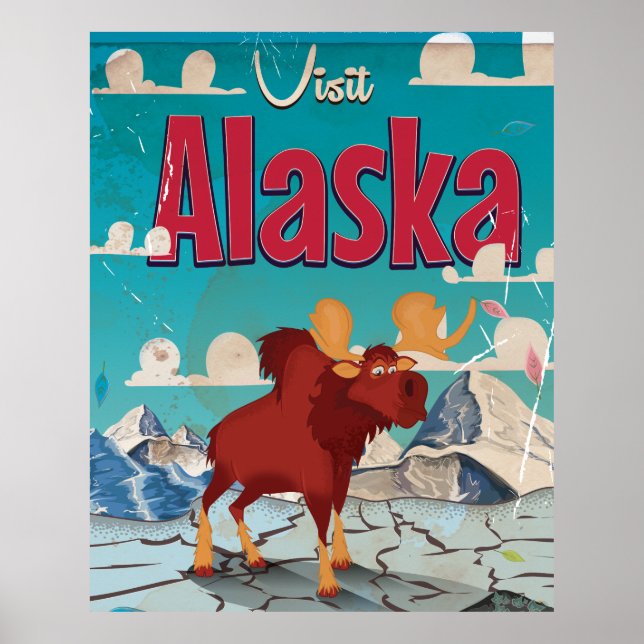 Visitez Alaska Cartoon Poster vintage (Devant)