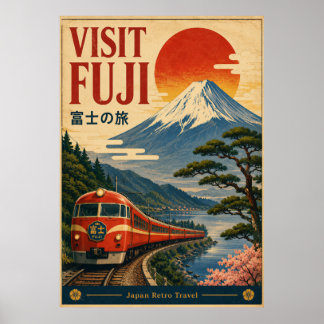 Visitez Fuji Affiche de voyage rétro Japon | Tra