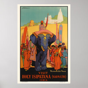Visitez Holy Isipatana India Affiche de voyage vin