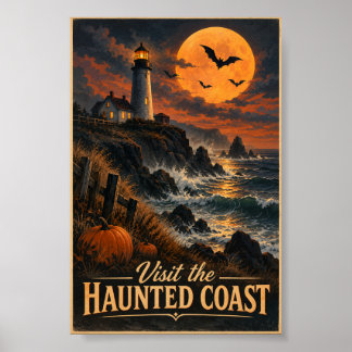 Visitez la côte hantée Halloween Affiche 4x6