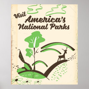 Visitez le poster vintage des parcs nationaux amér