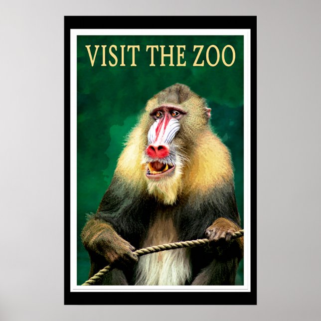 Visitez le Zoo, affiche de voyage vintage (Devant)