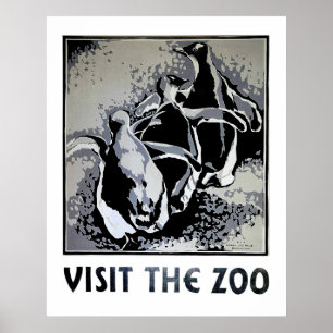 Visitez le zoo - Poster WPA Vintage avec des pingo