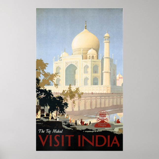 Visitez l'INDE TAJ MAHAL Tours Affiches Vintage vo (Devant)