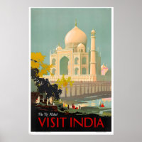 Visitez l'Inde Taj Mahal Unesco Affiche de voyage