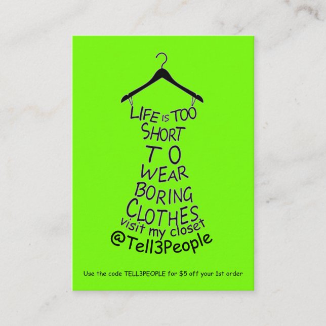 Visitez Mon Carte de visite Vêtements Shopping (Devant)