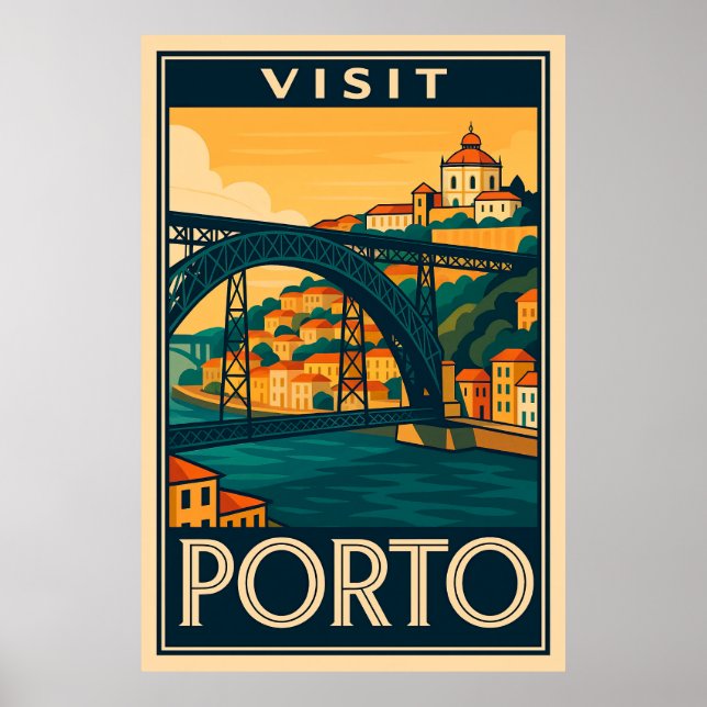 Visitez Porto Portugal Retro Affiche de voyage Art (Devant)