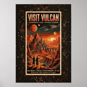 Visitez Vulcan - Affiche de voyage galactique rétr