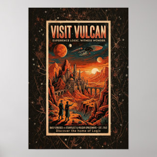 Visitez Vulcan - Affiche de voyage galactique rétr