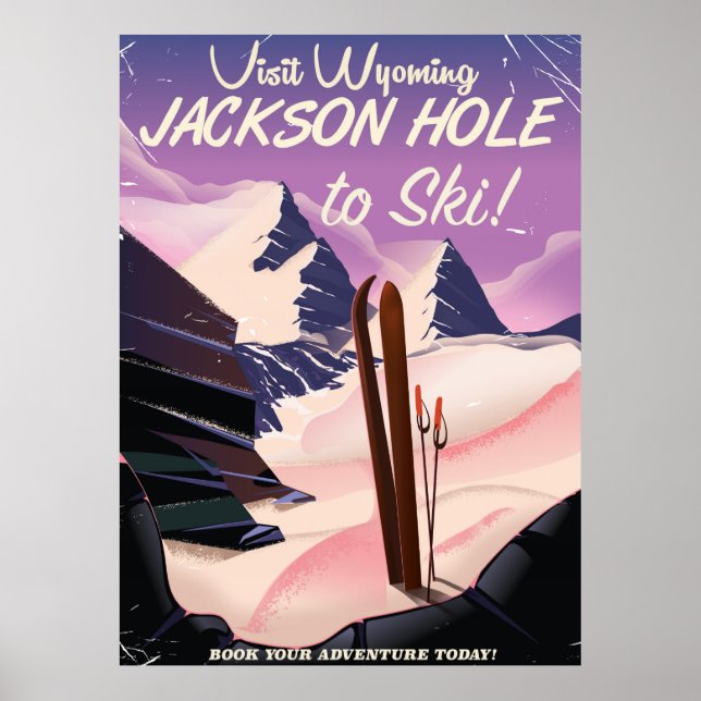 Visitez Wyoming ! Affiche de voyage pour skier à J (Devant)