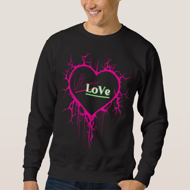 Vitamin Love Brand Pink Heart Design Sweatshirt  (Devant)