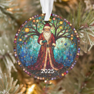 Vitrail Santa Claus Noël Arbre de vie